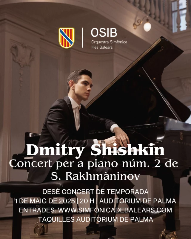 🎹 Dmitry Shishkin interpretarà el Concert per a piano núm. 2 de Rakhmàninov en el desè concert de temporada, 1 de maig de 2025, 20.00 h, a l'Auditorium de Palma. Una de les obres més famoses del repertori pianístic. Un viatge emocional de foscor a llum. 🎟️ Entrades: LINK BIO.
.
.
🎹 Dmitry Shishkin interpretará el Concierto para piano n.º 2 de Rachmaninov en el décimo concierto de temporada, 1 de mayo de 2025, 20:00 h, a l'Auditorium de Palma. Una de las obras más famosas y queridas del repertorio pianístico. Un viaje emocional de oscuridad a luz. 🎟️ Entradas: LINK BIO.